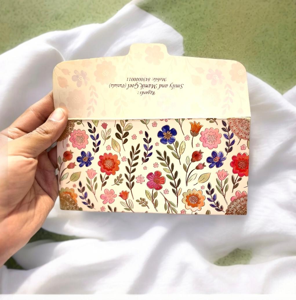 Light Yellow Floral Shagun Envelopes with Golden Foil – Wedding & Gift Lifafa | LIFAFEWALA