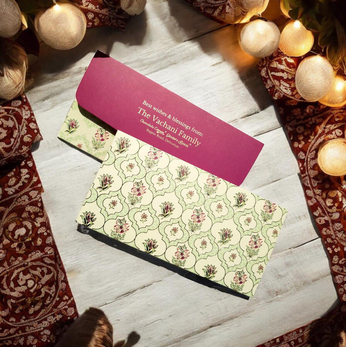Cream Floral matte shagun envelope by LIFAFEWALA – photo 1 of 4