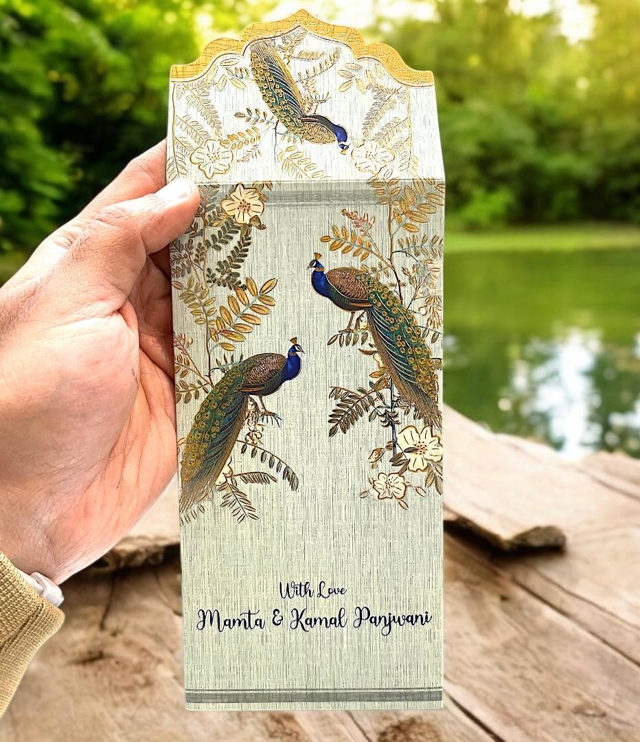 Designer Peacock Velvet Shagun Envelopes – Traditional Shagun Money Covers (Pack of 20, 50, 100, 200)