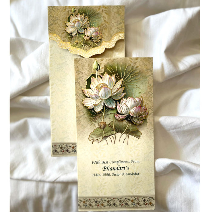 Royal Lotus Flower velvet shagun envelope by LIFAFEWALA – photo 1 of 7