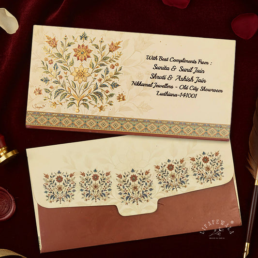 Premium Floral Design Shagun Lifafa | LIFAFEWALA Gold Foil Envelopes (Cream, Pack of 20–200)
