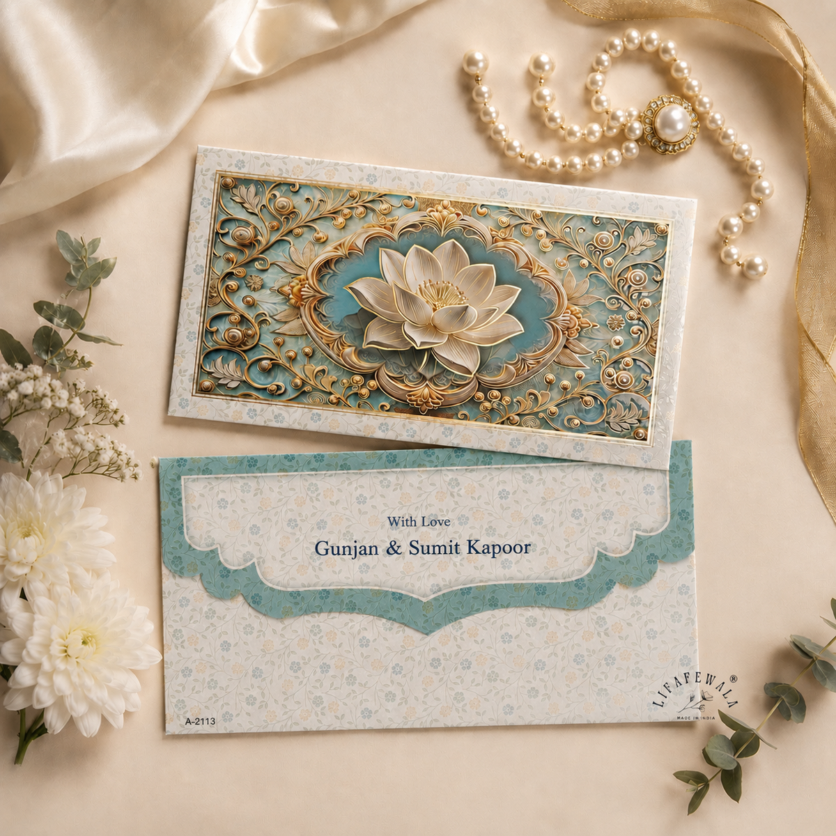 Premium Big Floral Design Shagun Envelopes – Stylish 3D Pop Up in Matte Finish with Gold Foil & UV | Lifafewala
