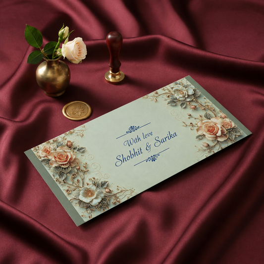 Floral Gold Foil UV Shagun Envelopes | LIFAFEWALA (Matte Finish, Pack of 20–200)