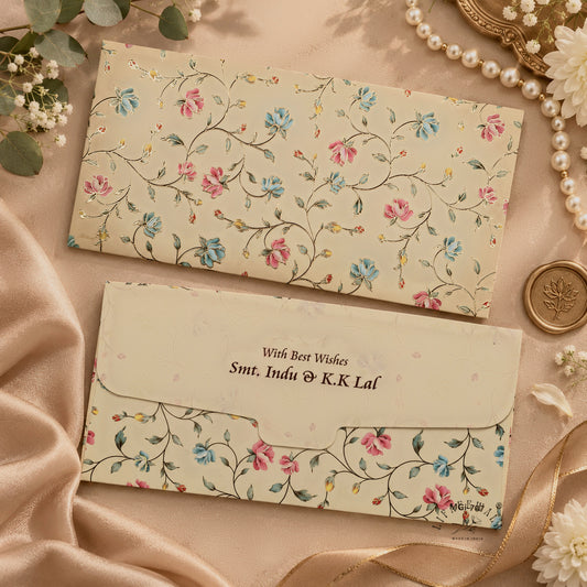 Taupe Blossom Vine MGI shagun envelope by LIFAFEWALA – photo 1 of 7