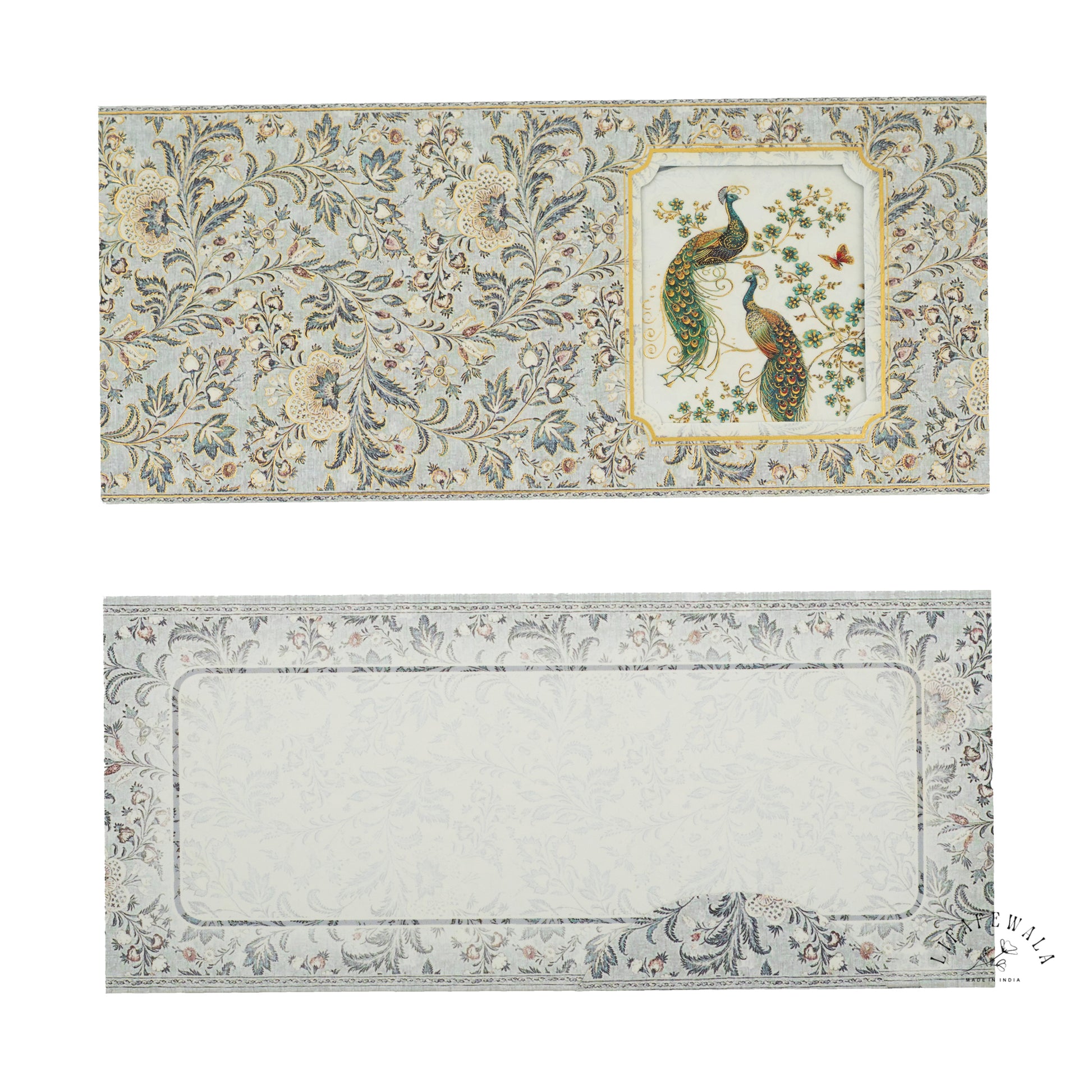 Indian Gifting Envelope Gold Foil Peacock Design