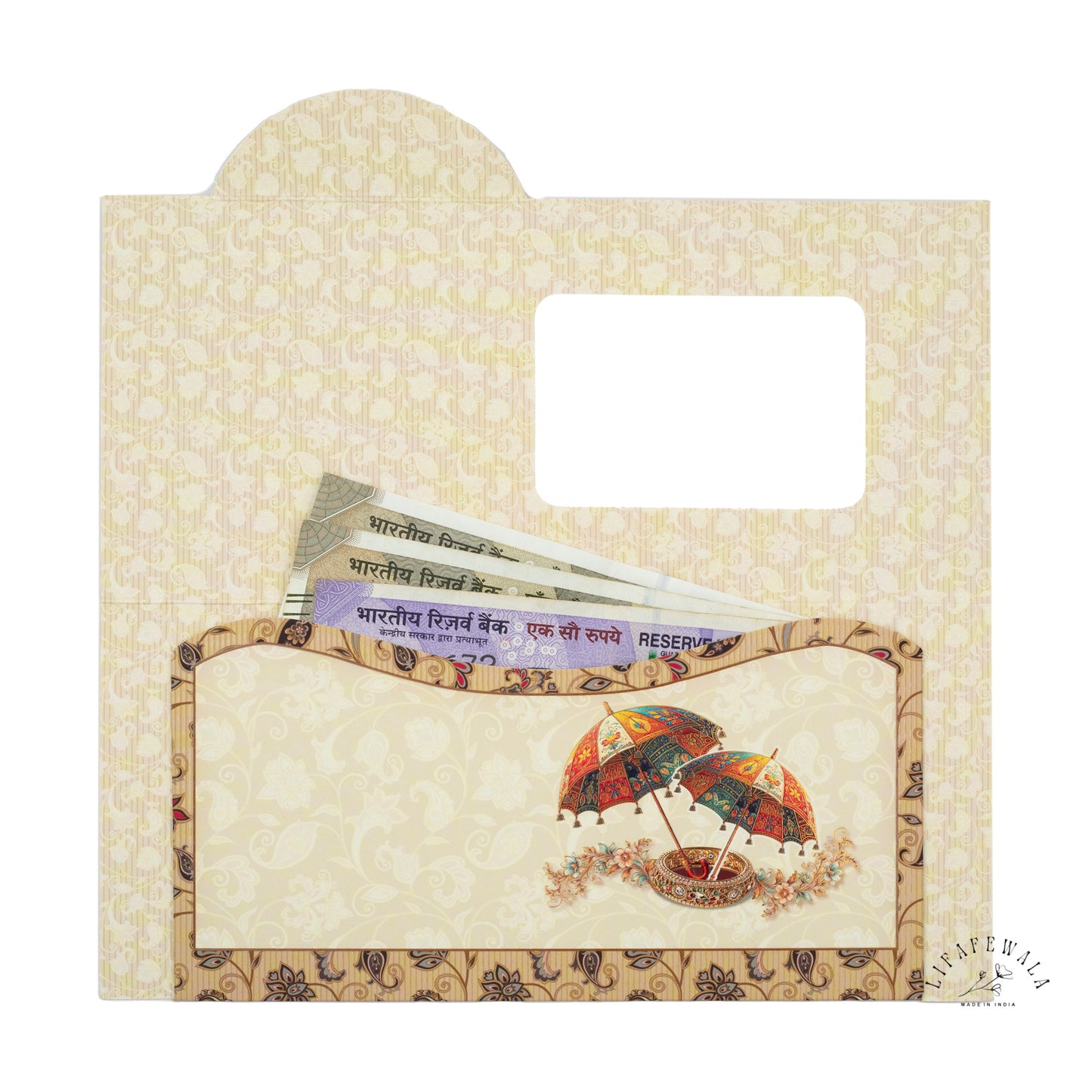 Jumbo Velvet Gold Foil Money Cover for Weddings by Lifafewala