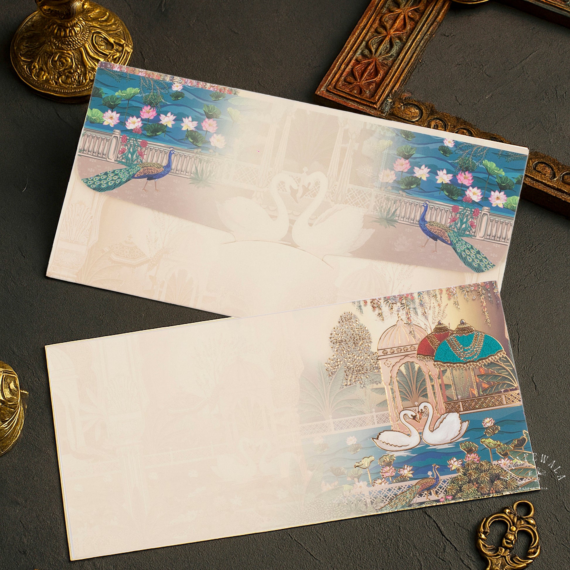 LIFAFEWALA Exclusive Gold Foil Cream Shagun Lifafa