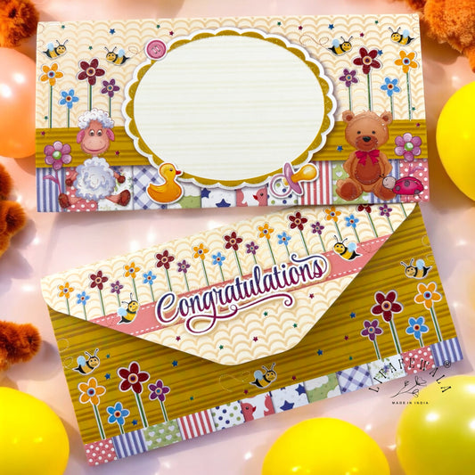 LIFAFEWALA Kids Colorful 3-Fold Shagun Envelope for Birthday Gifting