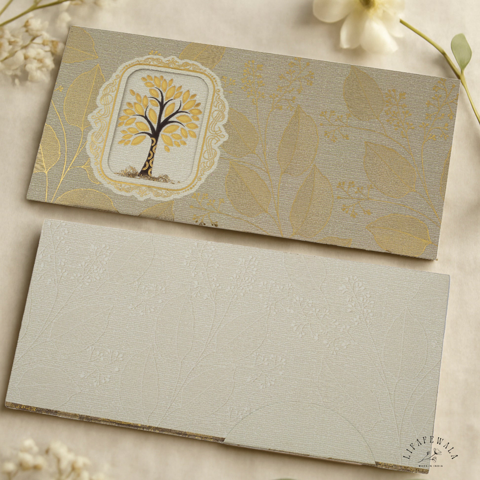 LIFAFEWALA Jumbo Velvet Tree Design Shagun Envelopes