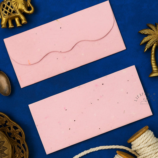 LIFAFEWALA Pink Plantable Salosia Flower Seed Paper Envelopes