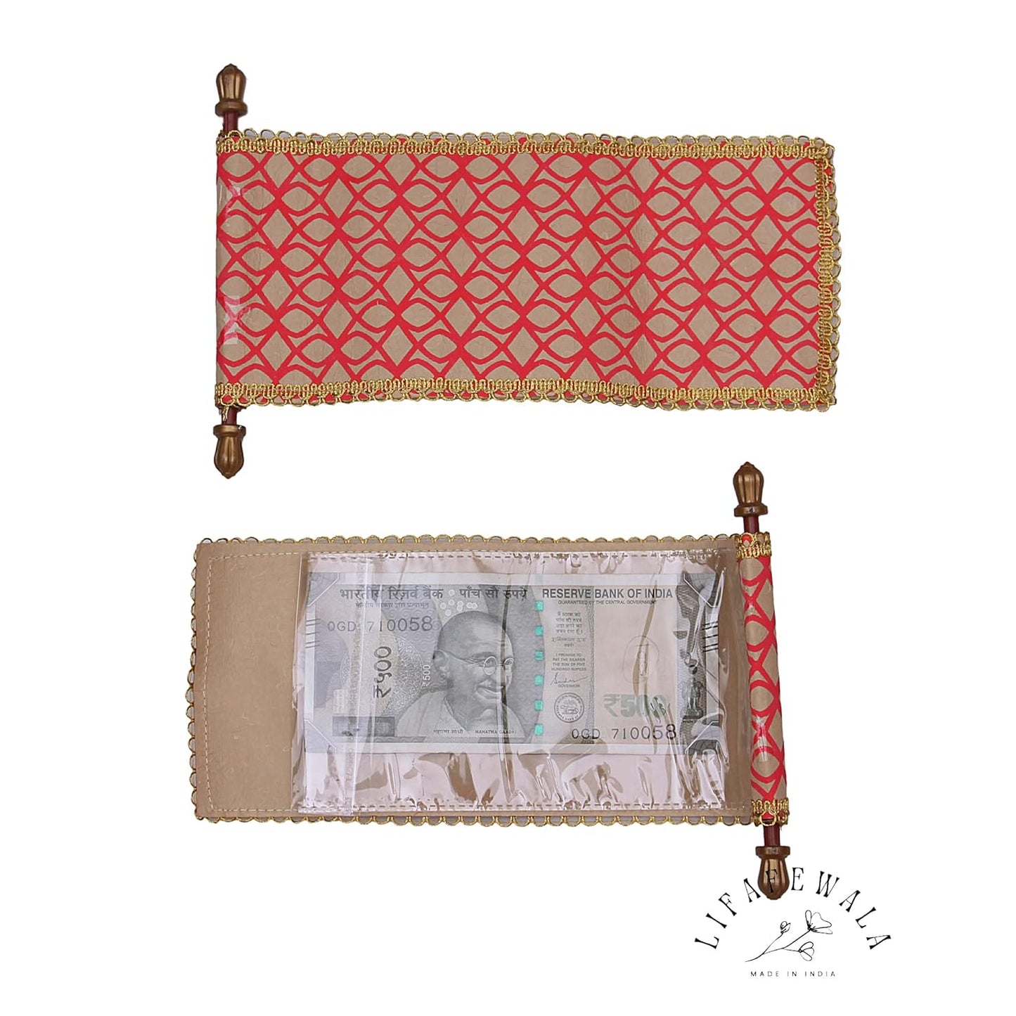 Lifafewala Premium and Exclusive Designer Ethnic Shahi Farmaan/Roll/Scroll Money Envelopes for Wedding, Birthday, Engagement and Various other Occasion and Festivities.| Pack of 10 | Color: Multicolor