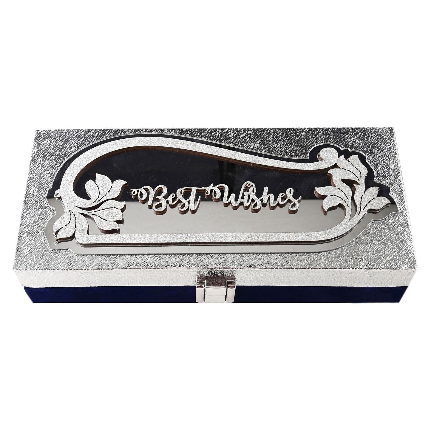 Designer Rectangular Shagun Cash Box in Silver Best Wishes Engraving – Ideal for Weddings, Engagement & Festivals