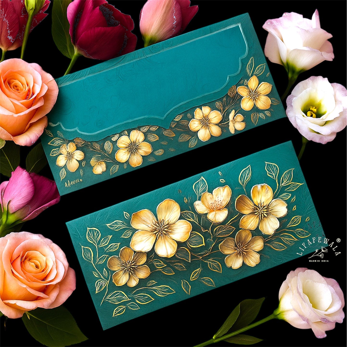 Luxury Green Velvet Wedding Money Envelope