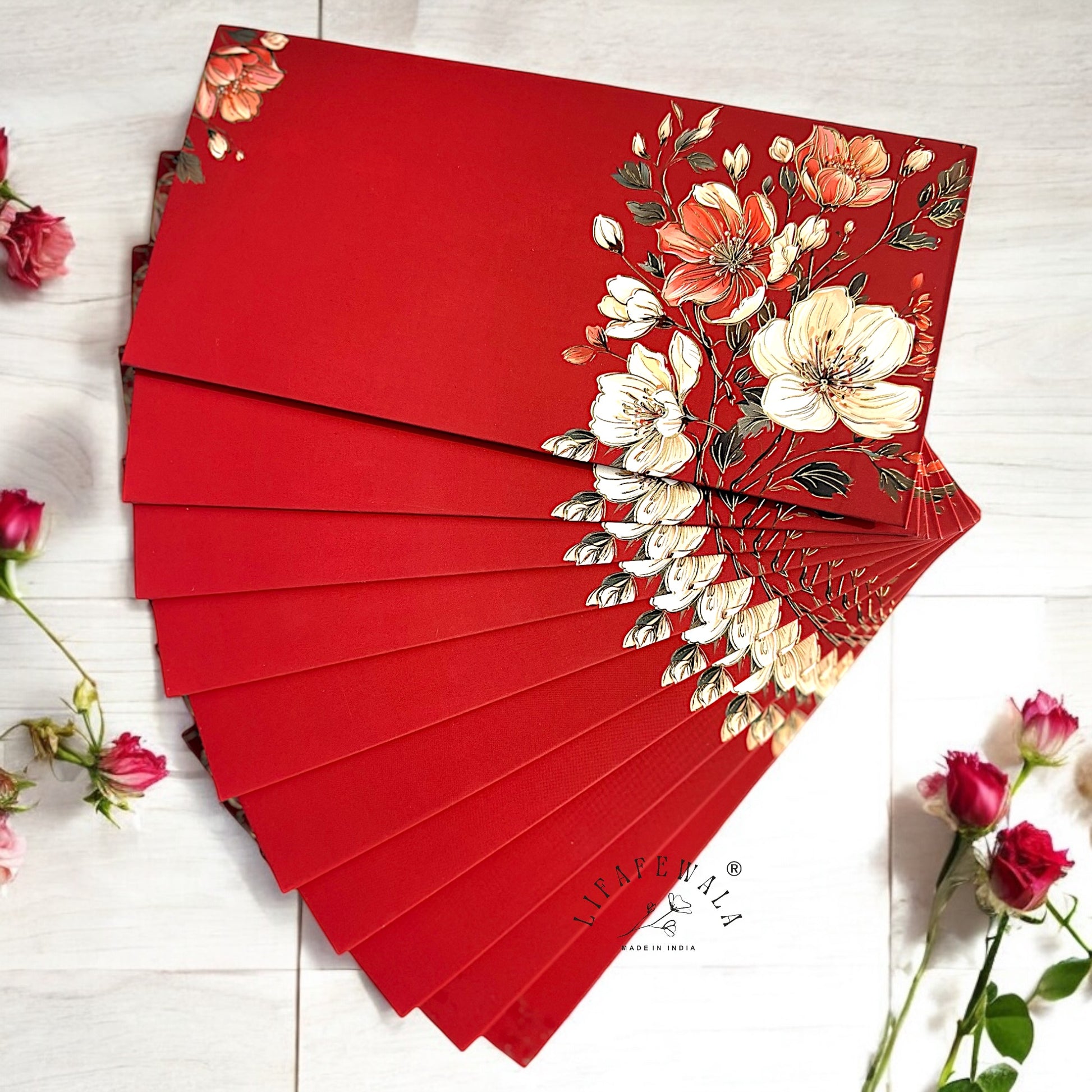Luxury Wedding Money Envelope in Red Velvet Finish