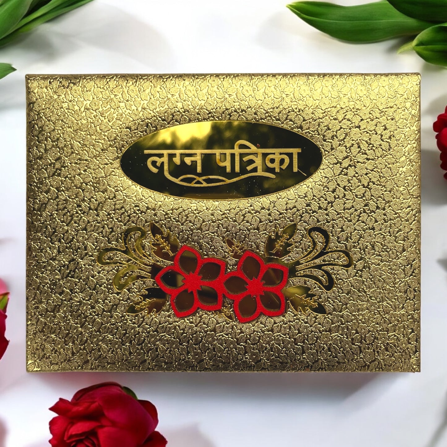 Designer Velvet Wedding Lagan Patrika |Golden | Lifafewala