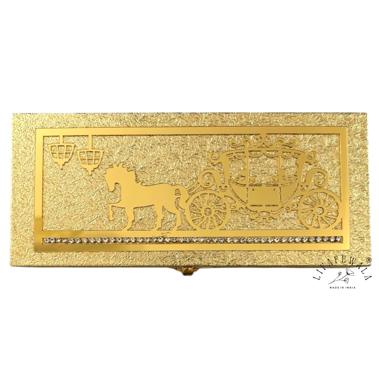 LIFAFEWALA Premium Golden Shagun & Gaddi Box | Laser Cut Baggi Design Gift & Jewellery Box (Pack of 1)