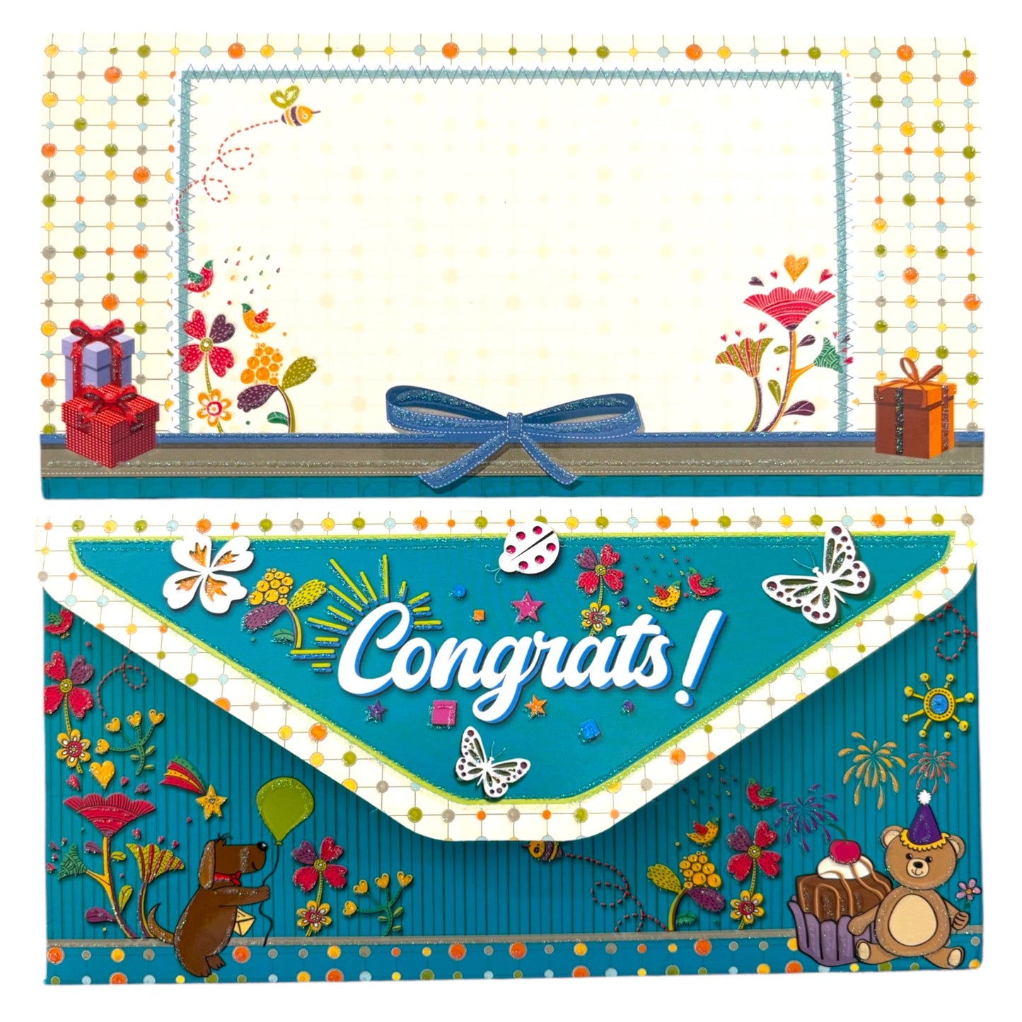 LIFAFEWALA Kids 3-Fold Blue Shagun & Money Envelopes | Baby Shower, Birthday & Congrats Gift Covers (Pack of 20–200)