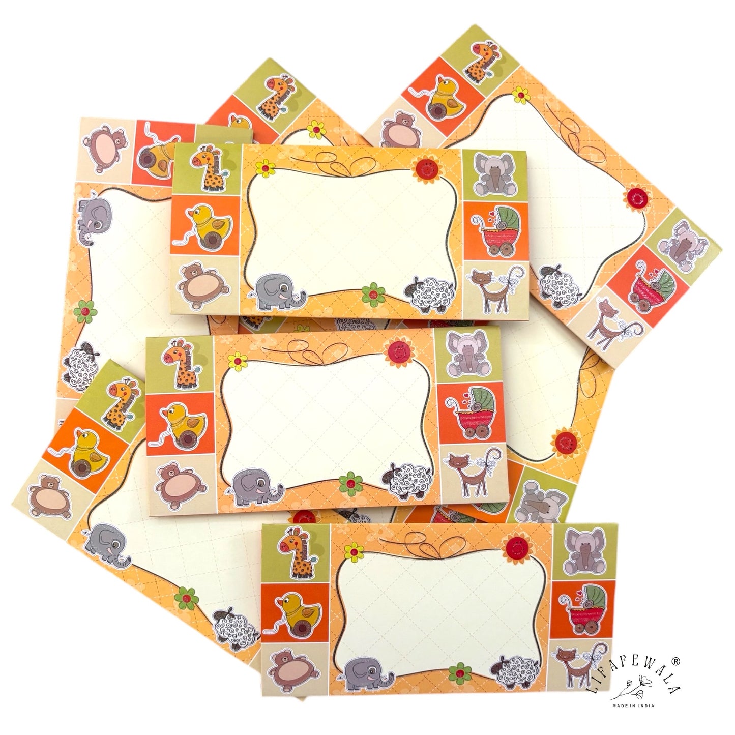 Cute Orange Kids Shagun Envelopes | LIFAFEWALA 3-Fold Design for Baby Showers, Birthdays & Gifting (Pack of 20–200)