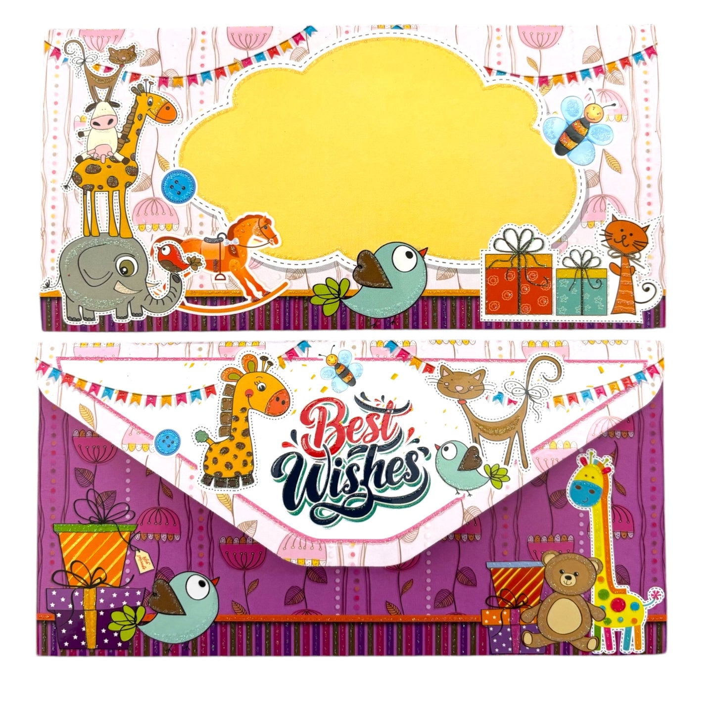 Cute Purple Kids Shagun Lifafa | LIFAFEWALA Colorful 3-Fold Envelopes for Baby Showers & Birthdays (Pack of 20–200)