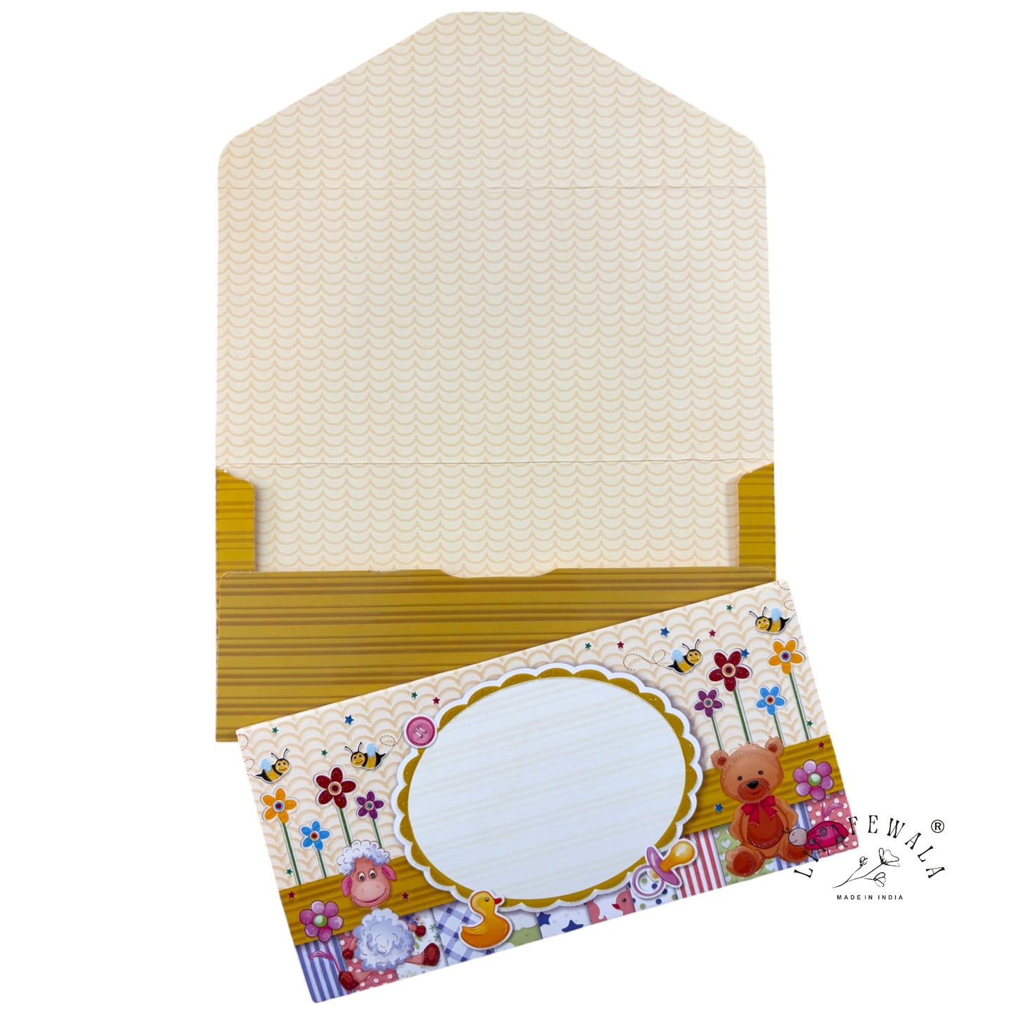 Cute 3-Fold Kids Shagun Lifafa | LIFAFEWALA Colorful Envelopes for Baby Showers, Birthdays & Newborn Gifts (Pack of 20–200)