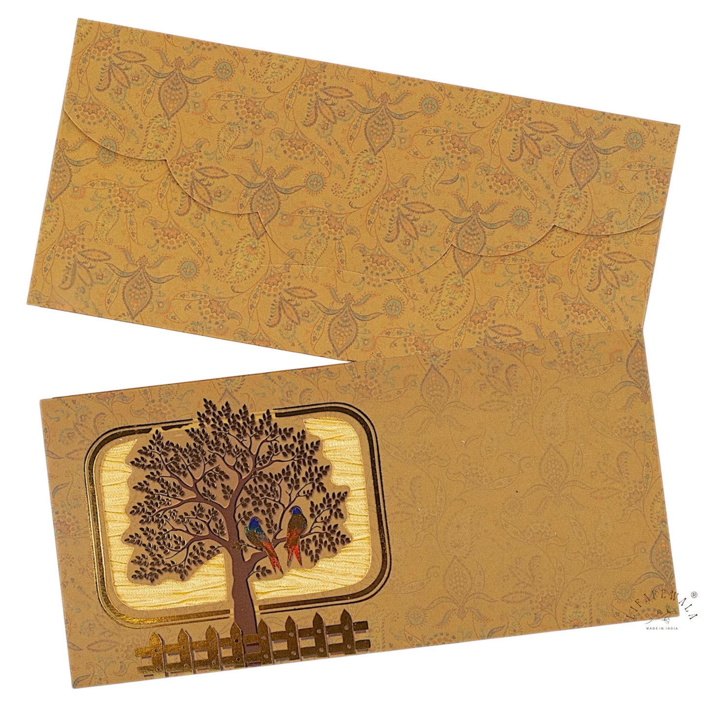 Elegant Tree Design Shagun Lifafa | LIFAFEWALA Golden Gold Foil Envelopes (Pack of 20–200)