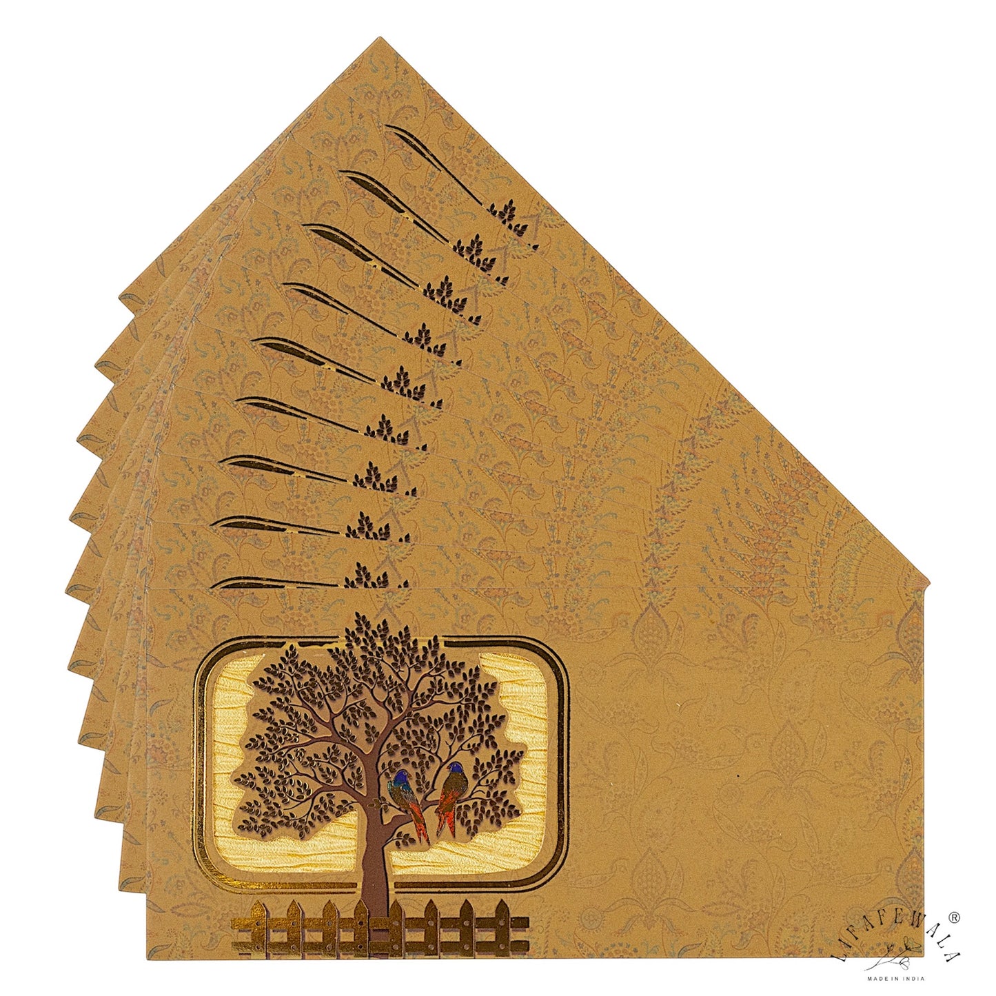 Elegant Tree Design Shagun Lifafa | LIFAFEWALA Golden Gold Foil Envelopes (Pack of 20–200)
