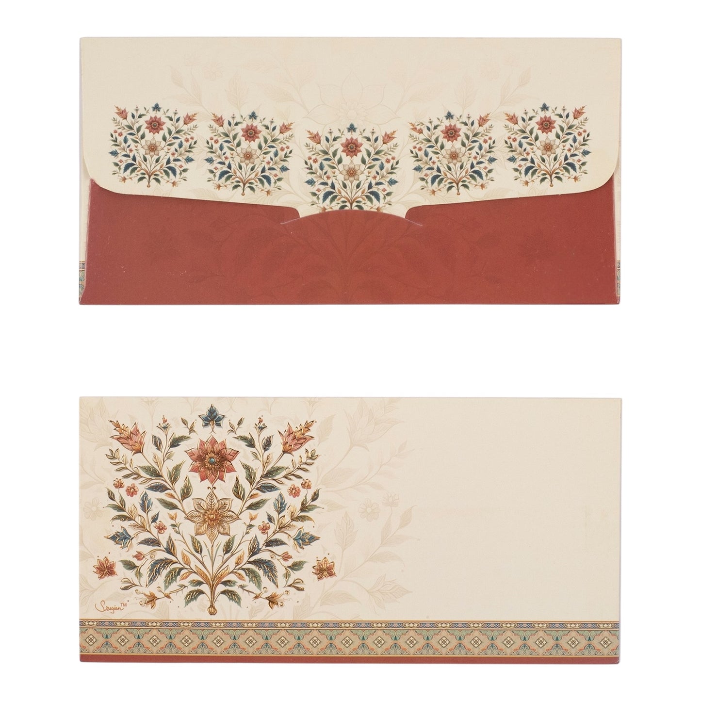 Premium Floral Design Shagun Lifafa | LIFAFEWALA Gold Foil Envelopes (Cream, Pack of 20–200)