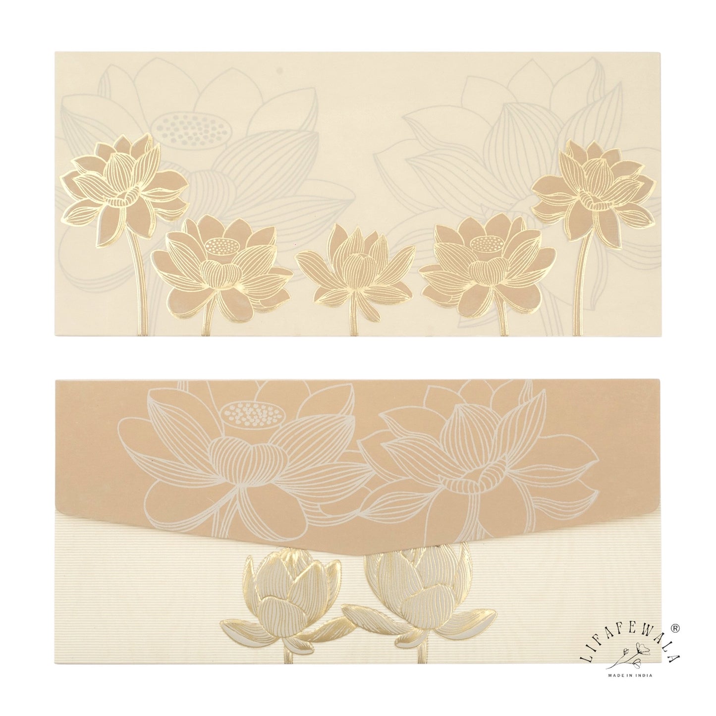LIFAFEWALA Floral Design Pastel Color Money Envelopes/Shagun Lifafa for Gifting Cash on Weddings, Birthdays, Celebrations, Etc ( Pack of 10)(Colour Pastel Cream)
