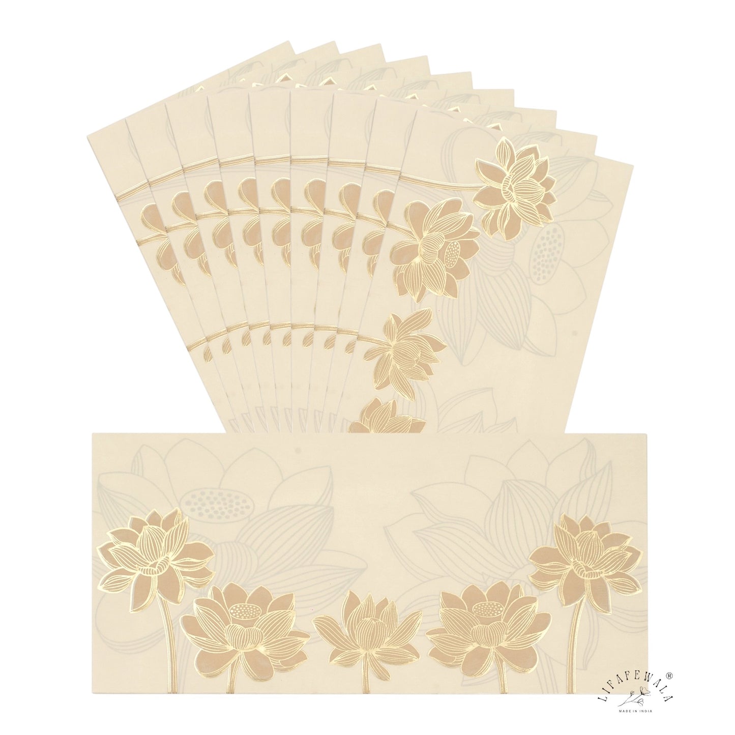 LIFAFEWALA Floral Design Pastel Color Money Envelopes/Shagun Lifafa for Gifting Cash on Weddings, Birthdays, Celebrations, Etc ( Pack of 10)(Colour Pastel Cream)