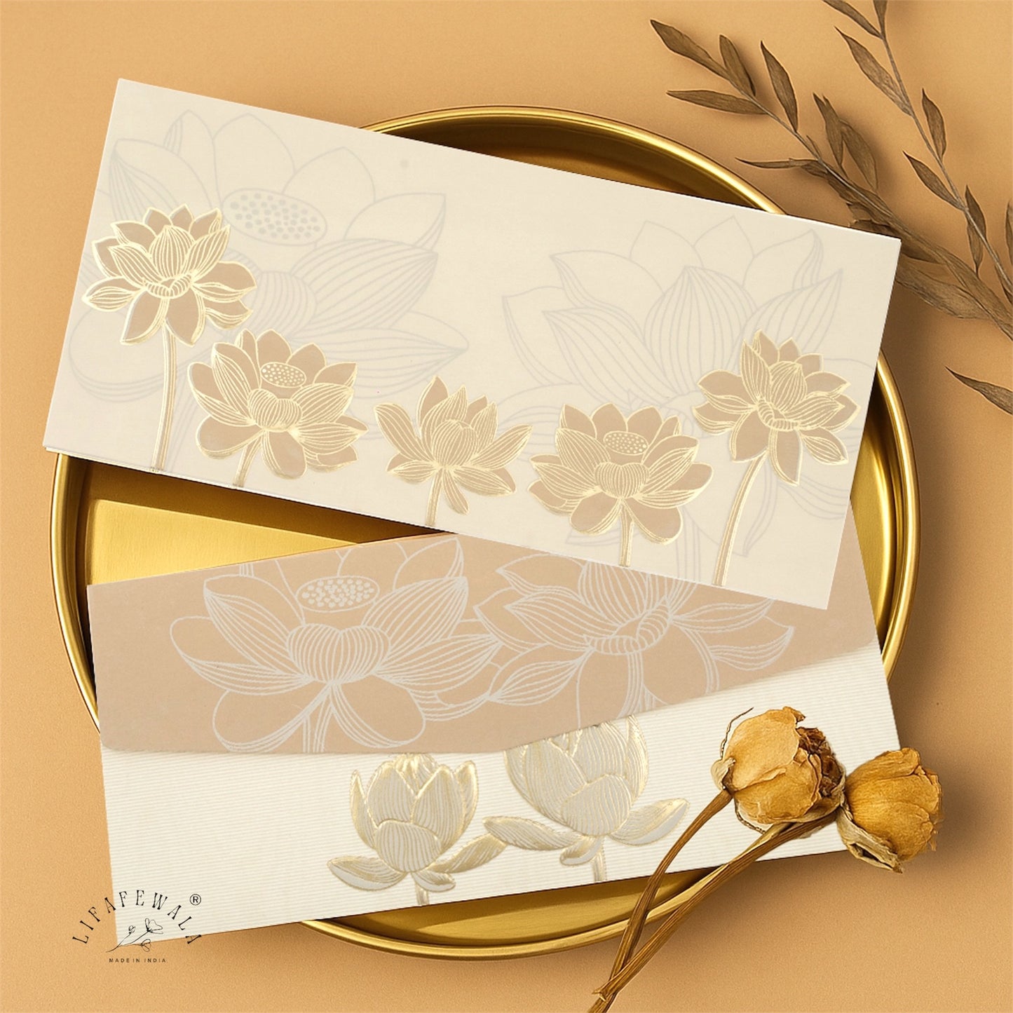 LIFAFEWALA Floral Design Pastel Color Money Envelopes/Shagun Lifafa for Gifting Cash on Weddings, Birthdays, Celebrations, Etc ( Pack of 10)(Colour Pastel Cream)