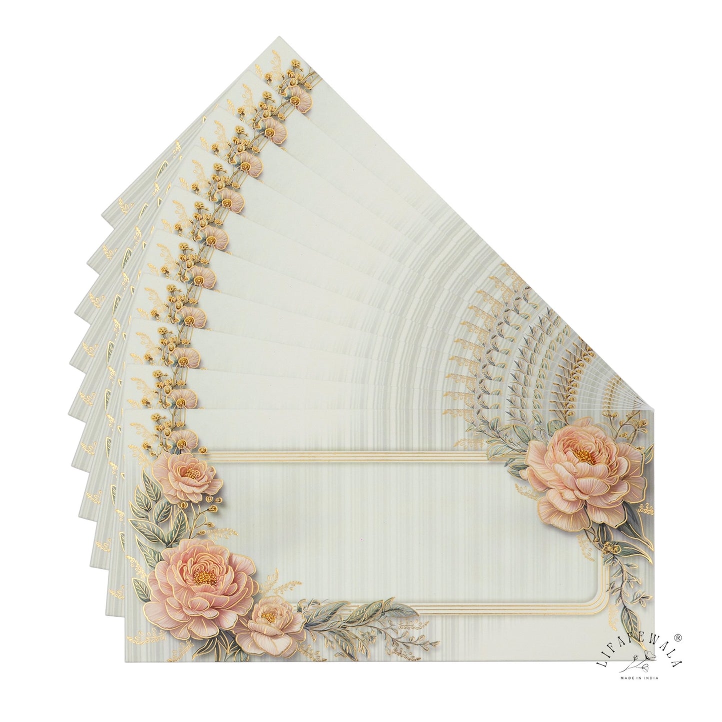 Floral White Velvet Finish Money Envelopes | LIFAFEWALA Shagun Lifafa (Gold Foil, Pack of 20–200)