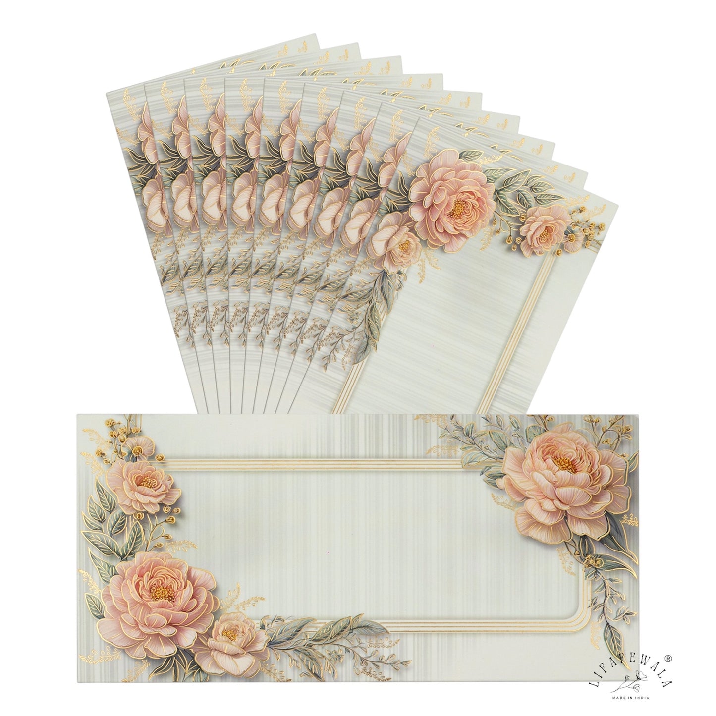 Floral White Velvet Finish Money Envelopes | LIFAFEWALA Shagun Lifafa (Gold Foil, Pack of 20–200)