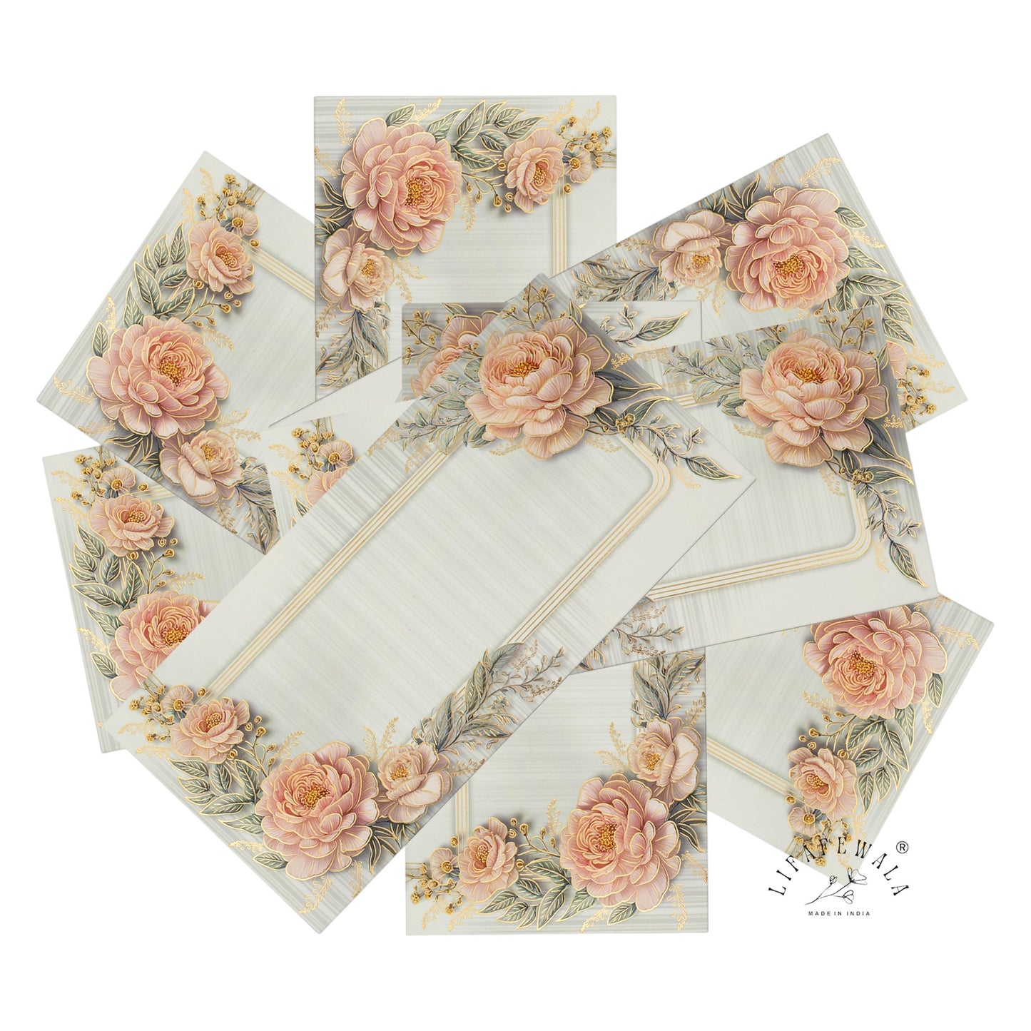 Floral White Velvet Finish Money Envelopes | LIFAFEWALA Shagun Lifafa (Gold Foil, Pack of 20–200)