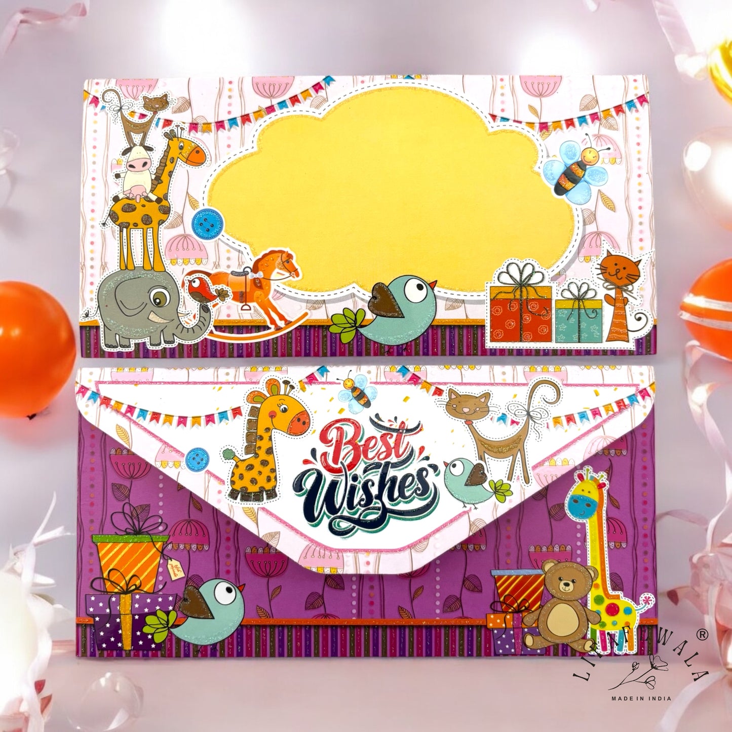 Purple Kids Birthday Money Envelope