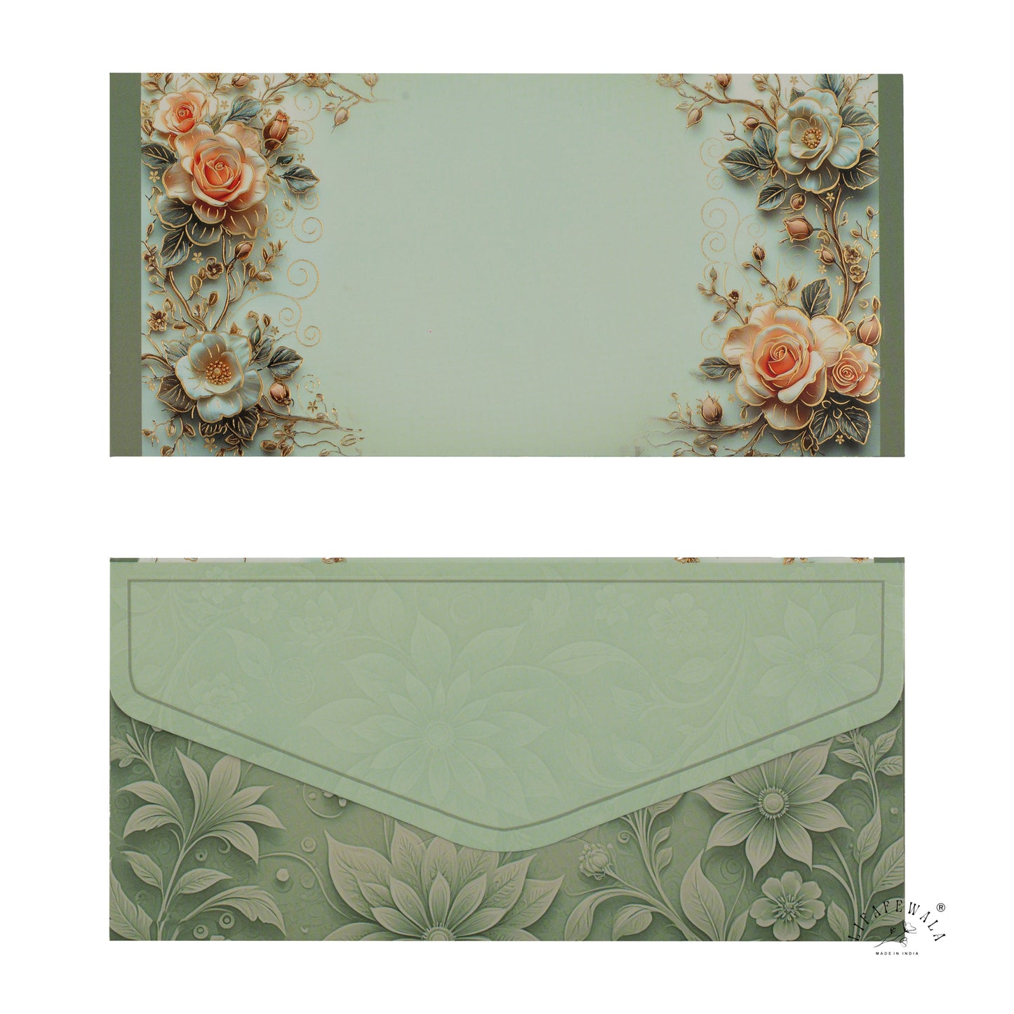 Floral Gold Foil UV Shagun Envelopes | LIFAFEWALA (Matte Finish, Pack of 20–200)