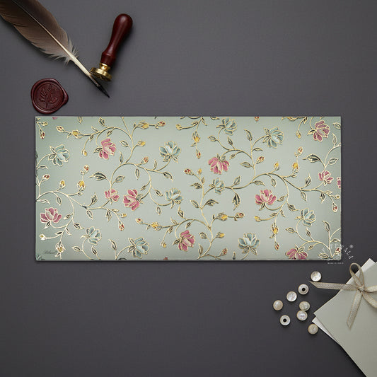 Premium Small Flower Shagun Envelopes – Matte Finish Embossed Gold Foil Wedding Gift Covers | Lifafewala (Pack of 20–200)