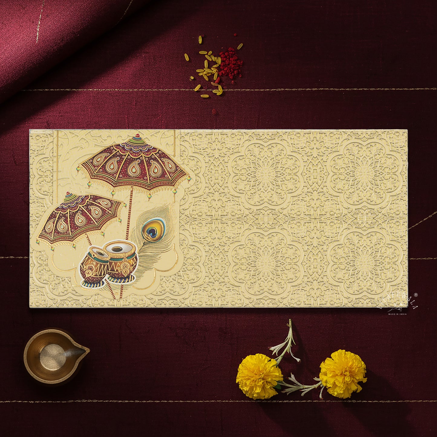 Premium Umbrella Design Shagun Envelopes – Stylish 2.5 Fold Matte Finish with Gold Foil & UV | Lifafewala