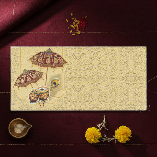 Premium Umbrella Design Shagun Envelopes – Stylish 2.5 Fold Matte Finish with Gold Foil & UV | Lifafewala