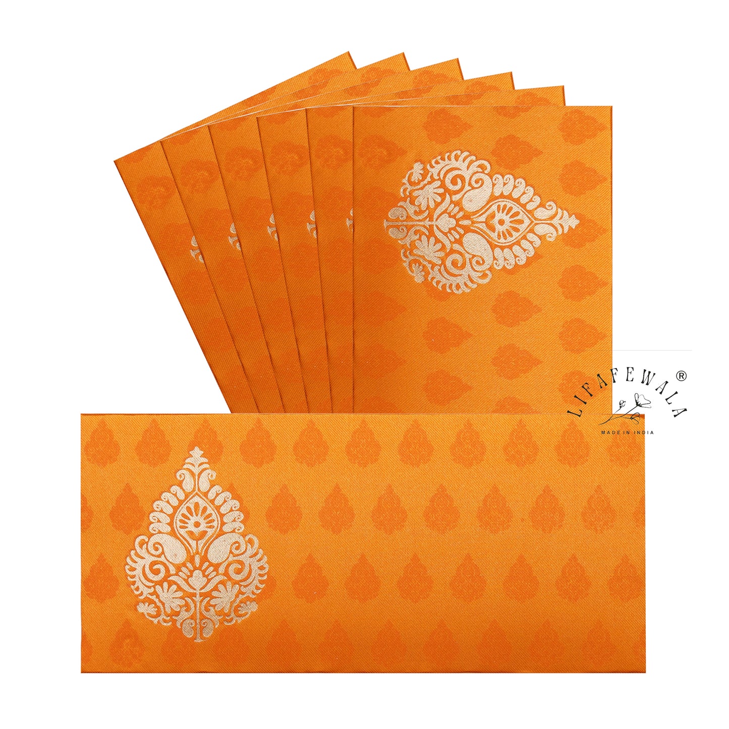 Satin Cloth Shagun Envelopes – Premium Fabric Finish Gift Covers in Orange | Lifafewala