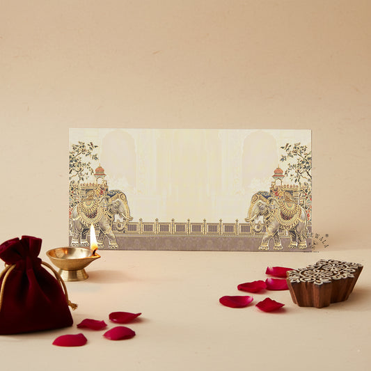 Premium & Exclusive Royal Elephant Design Money and Shagun Envelopes |Matte Finish|  (Gold Foil) (Pack of 20-200)