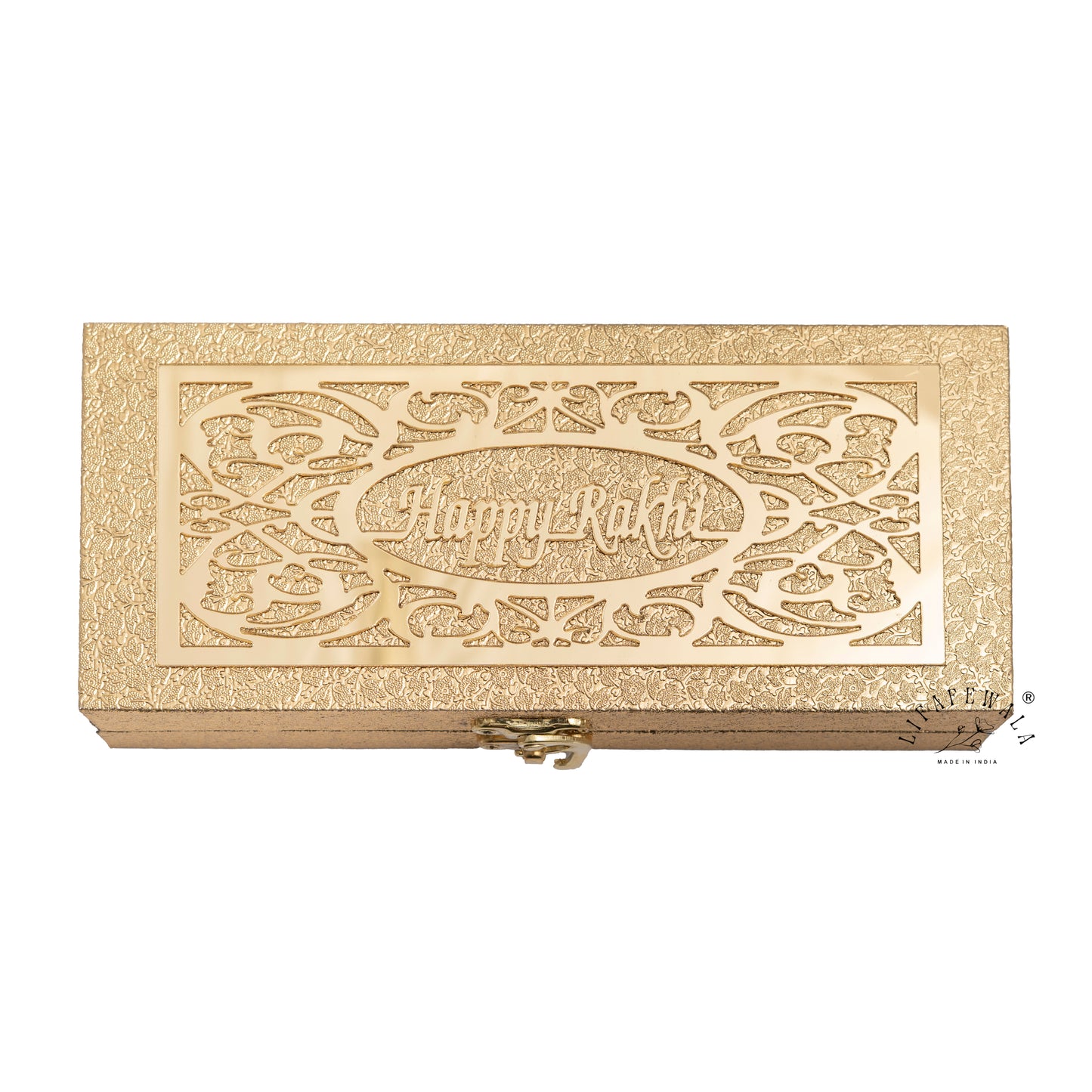 Happy Rakhi Lazer Cut Designer Gaddi Box, Jewellery, Shagun, Cash, Gift Box, Money Envelope for Brother/Sister For Raksha Bandhan in Golden Color for two Gaddi – Lifafewala