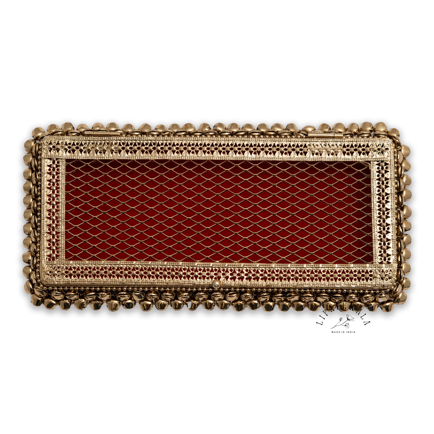 LIFAFEWALA Metal Gaddi Box, Jewellery Box, Cash Box, Gift Box,Premium Money Box Envelope  Luxury Envelope Shagun Box With Ghungroo For Wedding, Rakhi & Other Festivities (Golden Color)