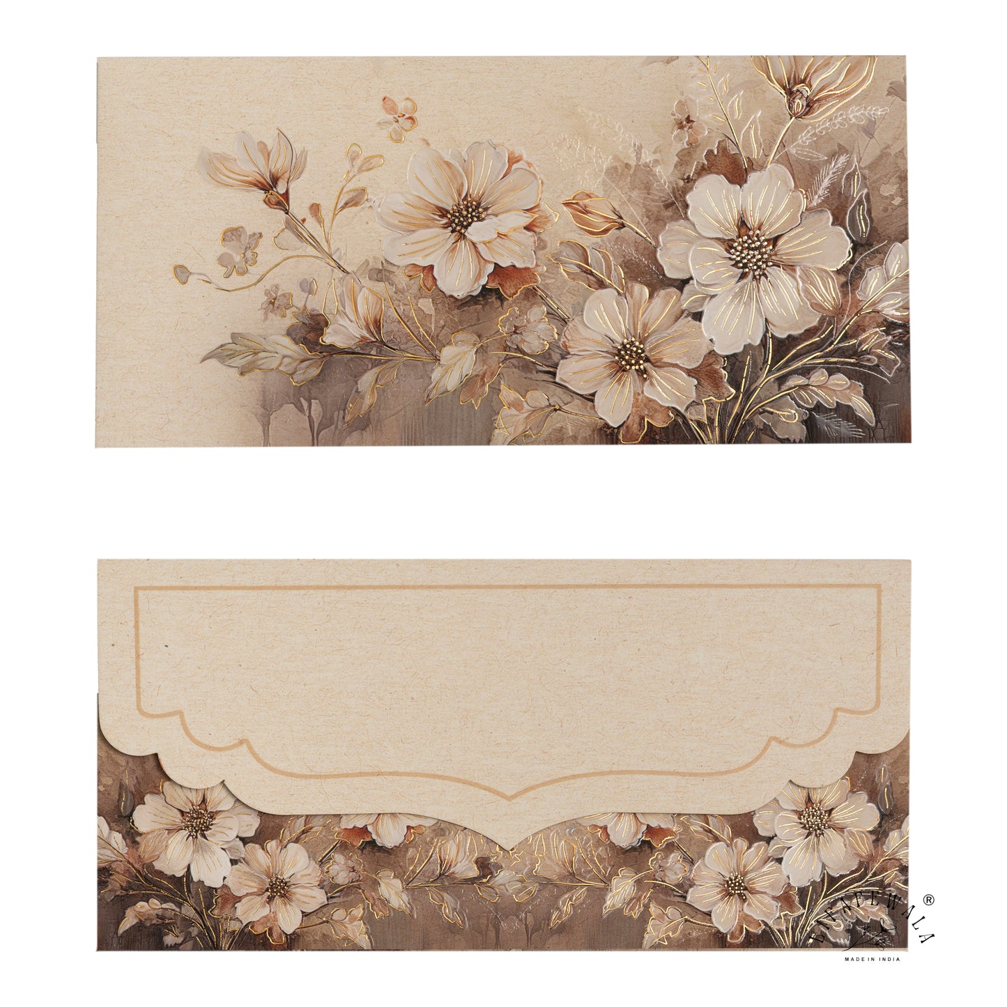 Velvet Touch Floral Design With Gold Foil & UV Printed Shagun Envelopes | Premium Money Gift Covers for All Occasions – Lifafewala