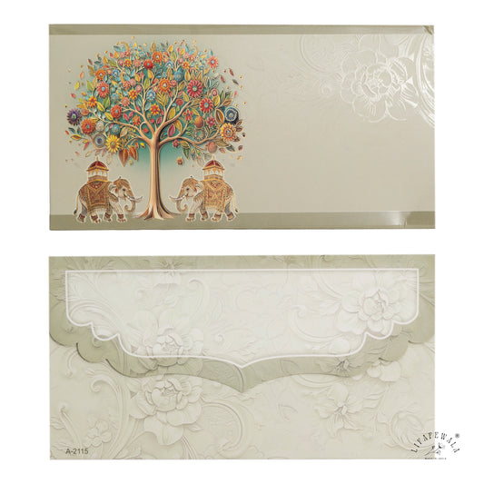 Premium Elephant Design Shagun Envelopes – Stylish 3D Pop Up in Matte Finish with Gold Foil & UV | Lifafewala