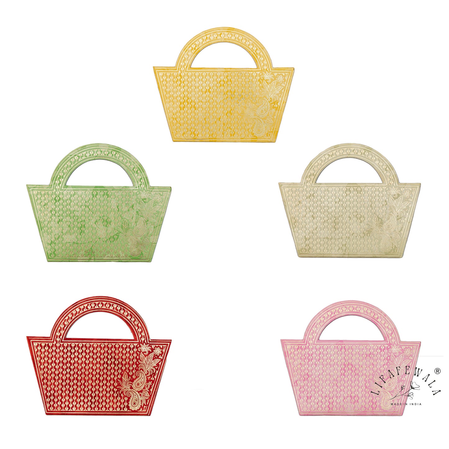 Handcrafted Ethnic Basket with Handle & Shagun Envelopes | LIFAFEWALA Premium Wedding & Festive Gift Set (Pack of 20–200)