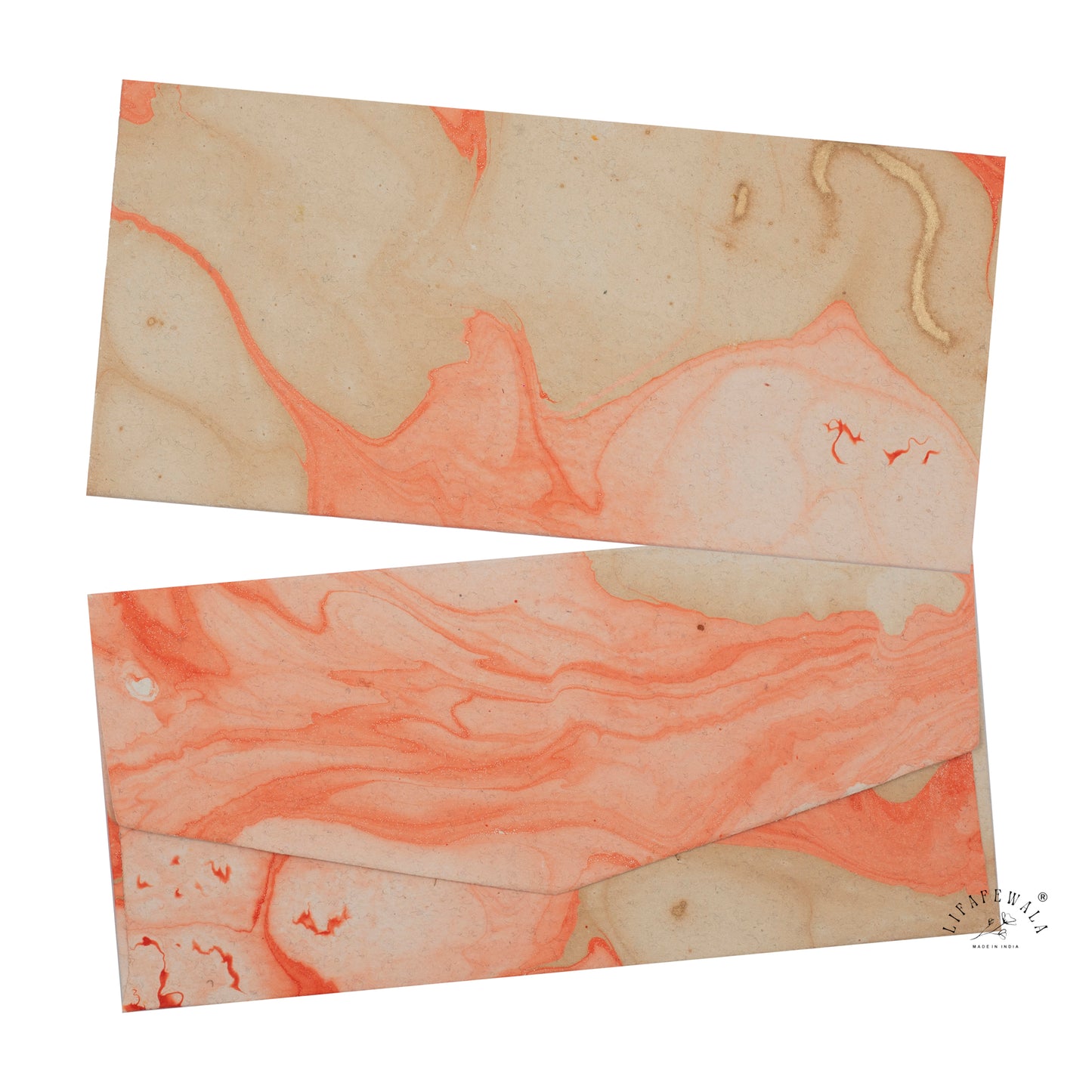 Eco Friendly Handmade Paper Envelopes | LIFAFEWALA (Recycled, Reddish Orange – Pack of 20–200)