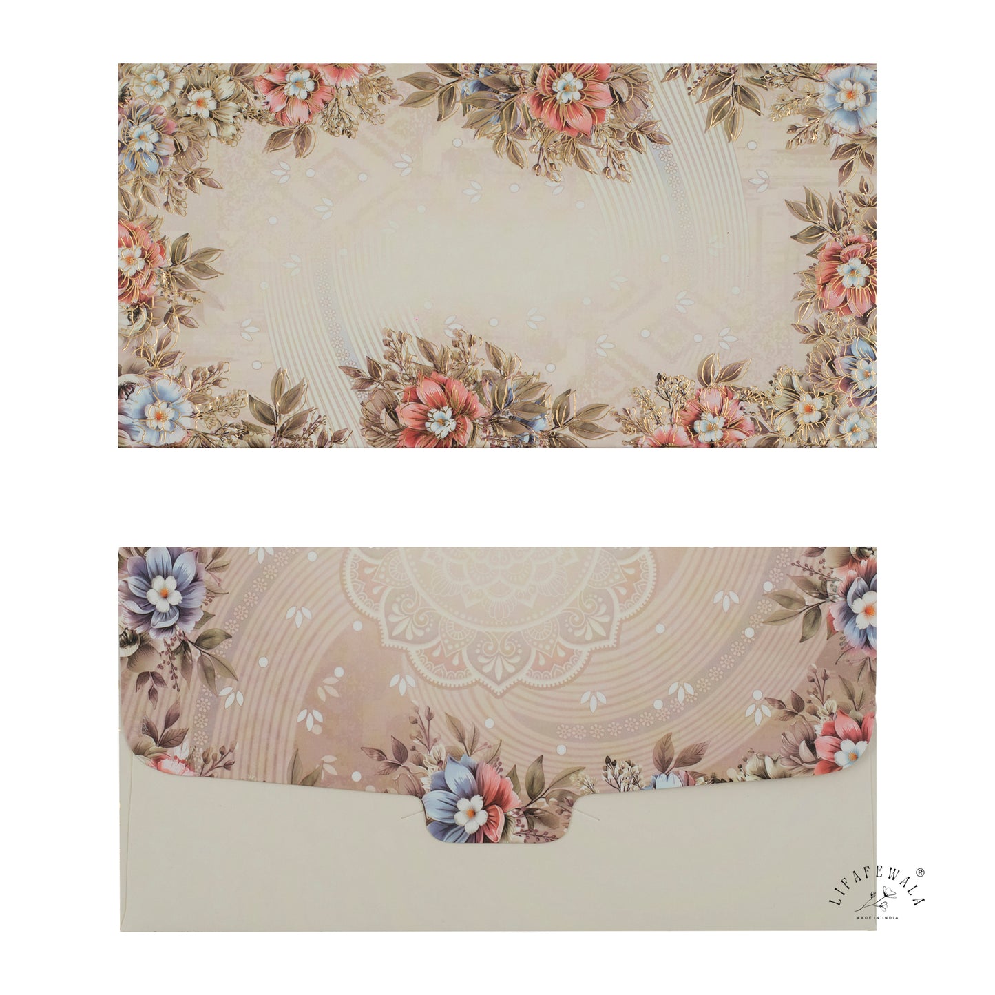Flower Printed Shagun Envelopes | LIFAFEWALA (Pack of 20-200, Matte Finish Money Gift Covers for Weddings & Festivals)