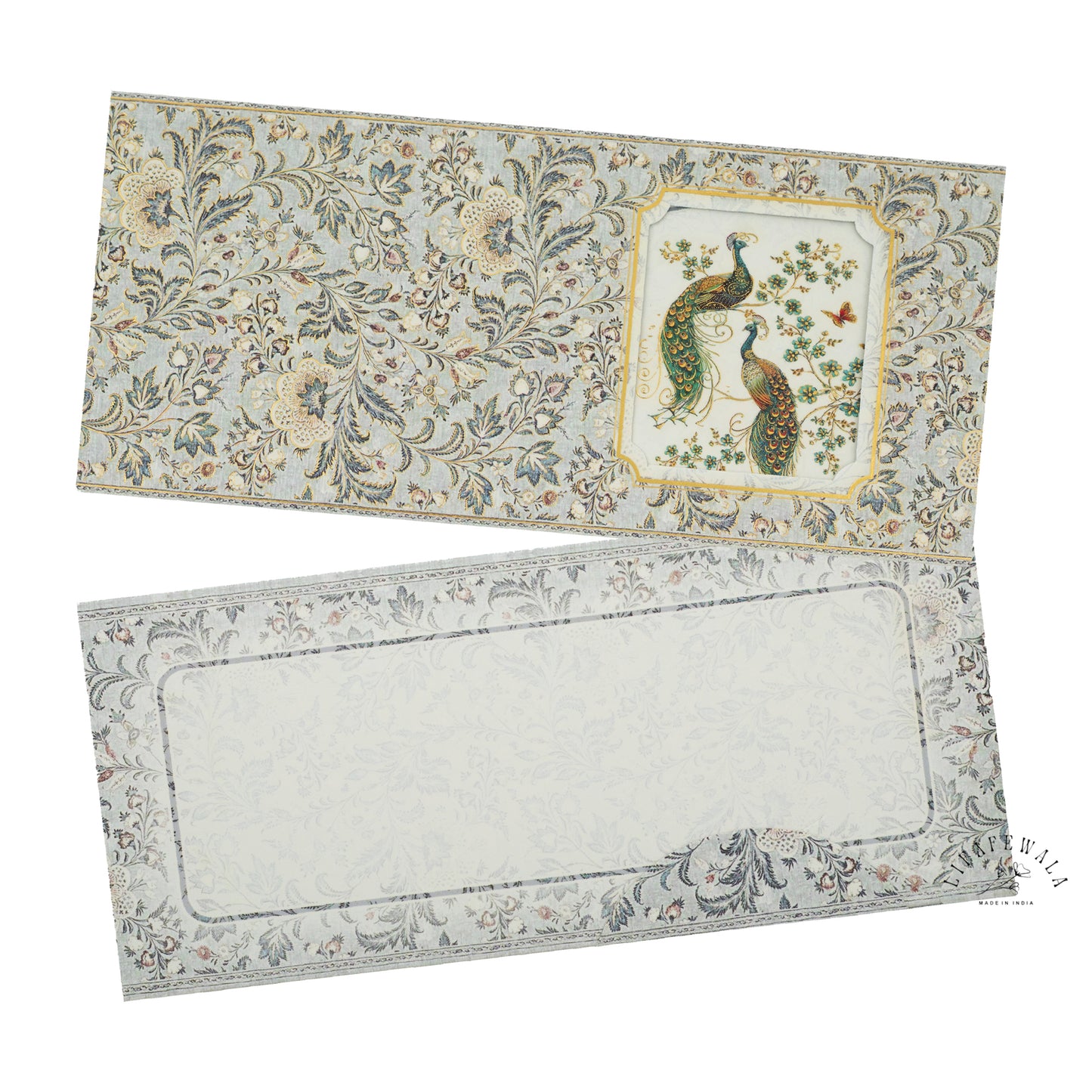 LIFAFEWALA Velvet Peacock Design Jumbo Shagun Envelopes | Gold Foil Premium Cash Lifafa (Pack of 20–200)