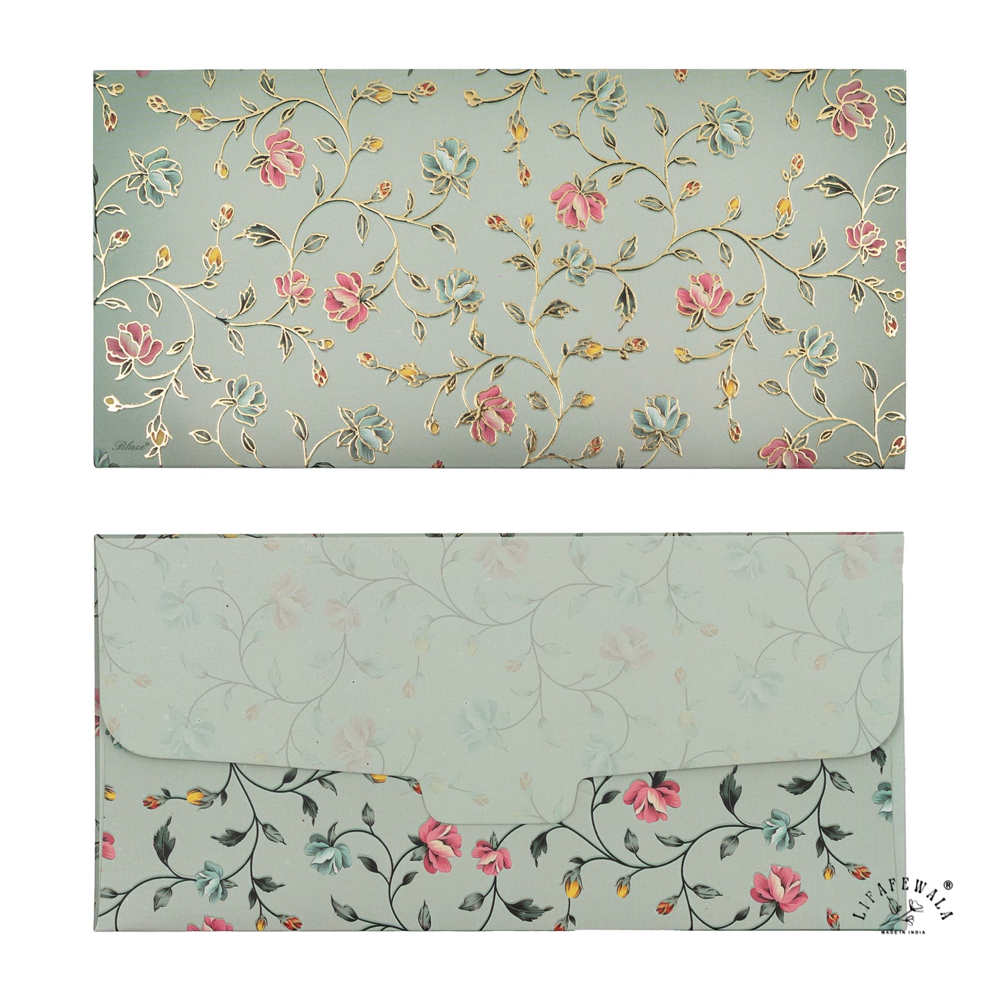 Premium Small Flower Shagun Envelopes – Matte Finish Embossed Gold Foil Wedding Gift Covers | Lifafewala (Pack of 20–200)