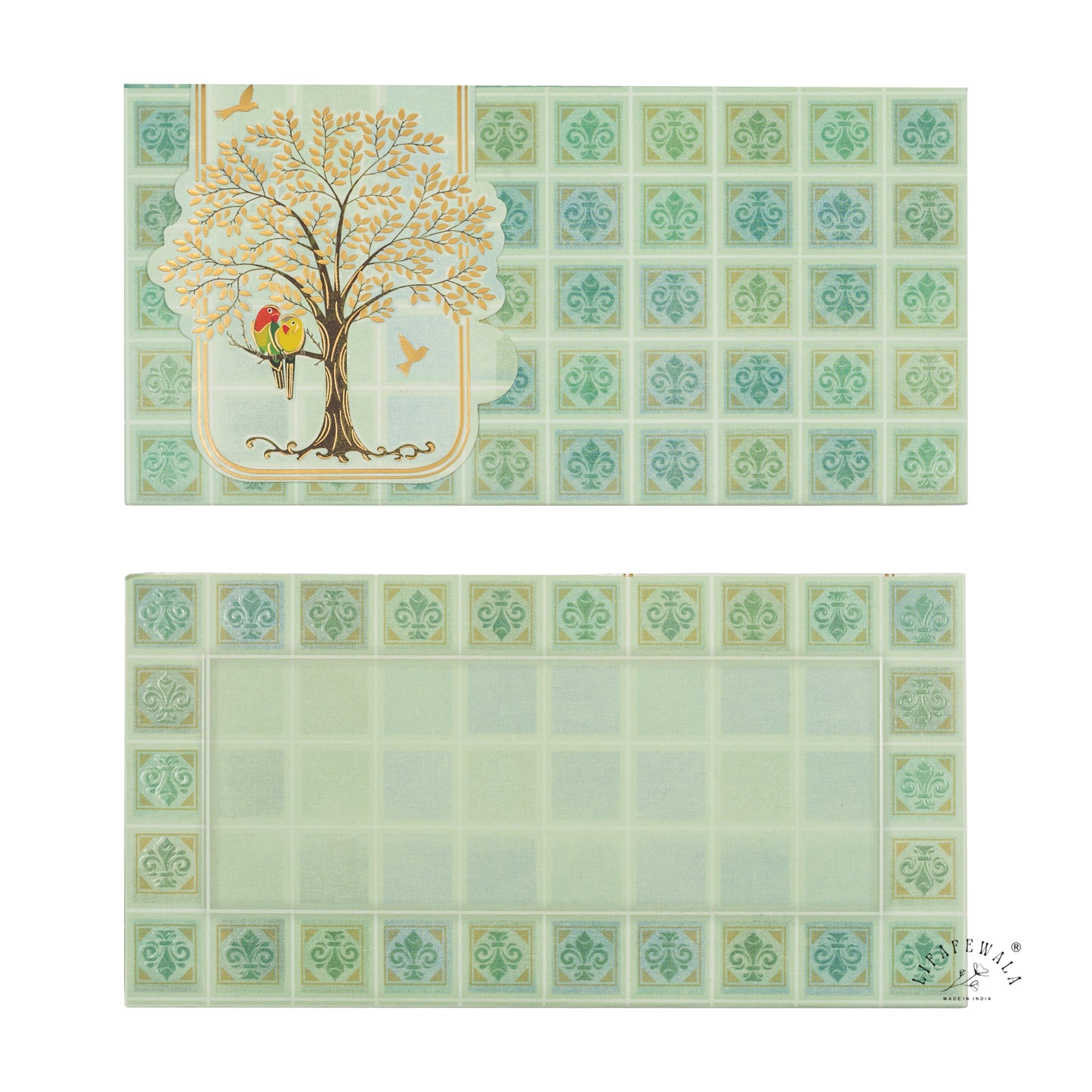 Premium Birds on Tree Shagun Envelopes – Stylish 2.5 Fold Matte Finish with Gold Foil & UV | Lifafewala